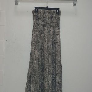 high low strapless leopard print dress